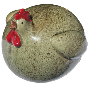 Plump whimsical rooster ceramic farmhouse country rustic decor kitchen gift 8”.